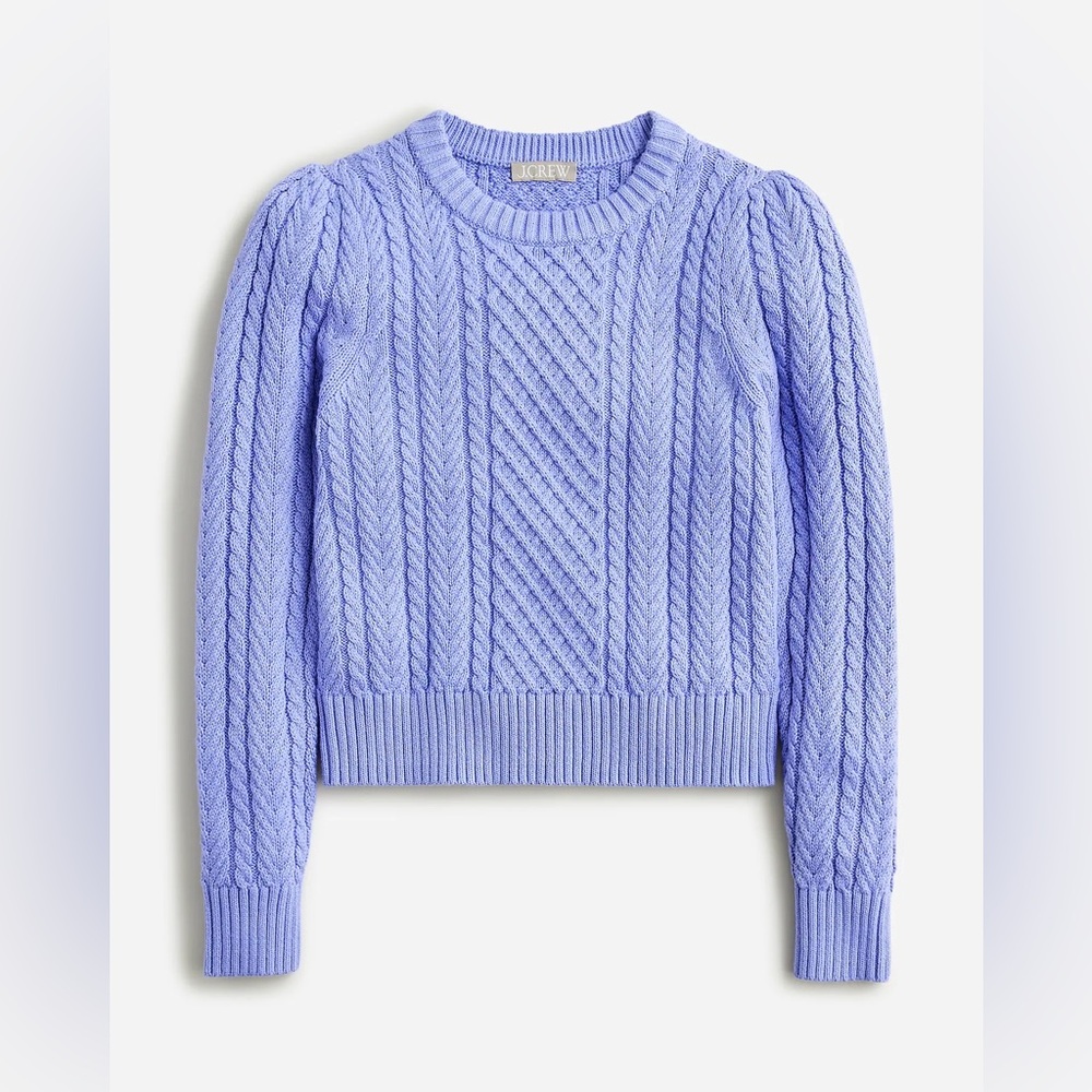 J. Crew Lavender Cable Knit Crewneck Sweater